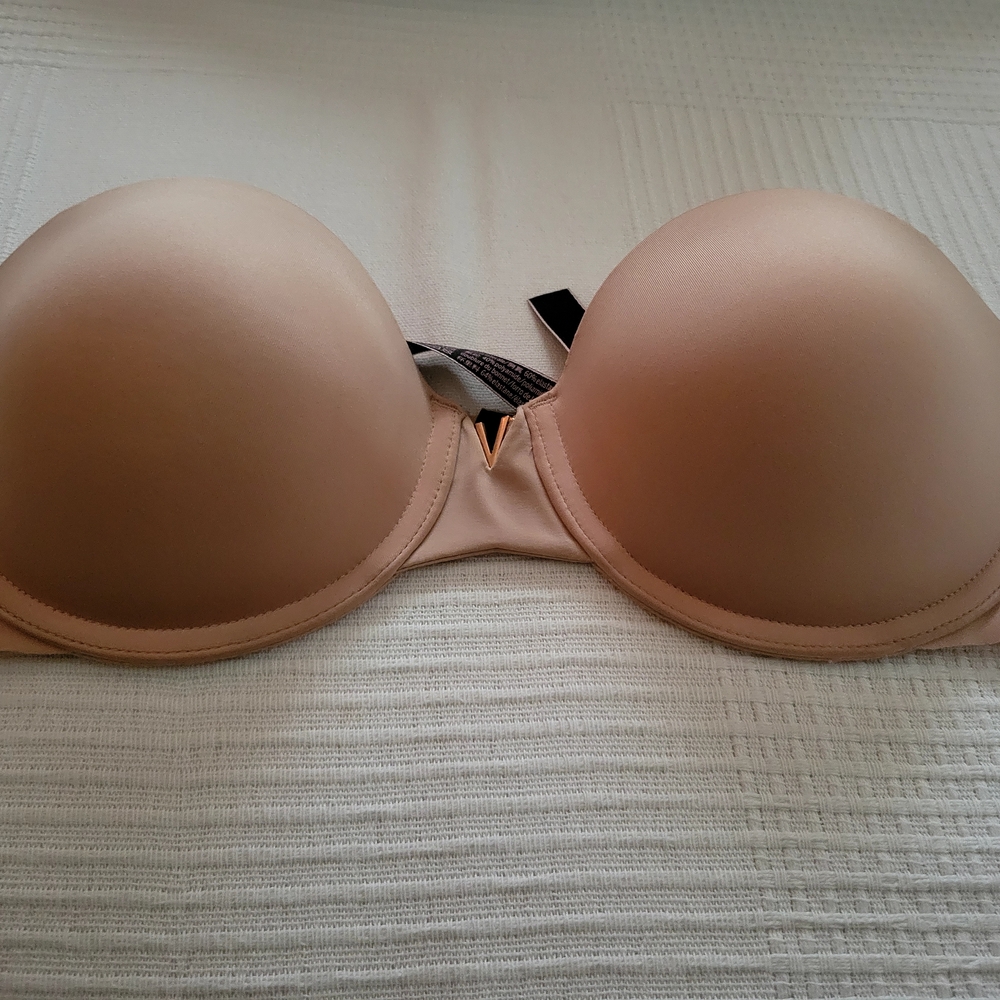 Victoria Secret Tan Push Up Strapless Bra size 34D